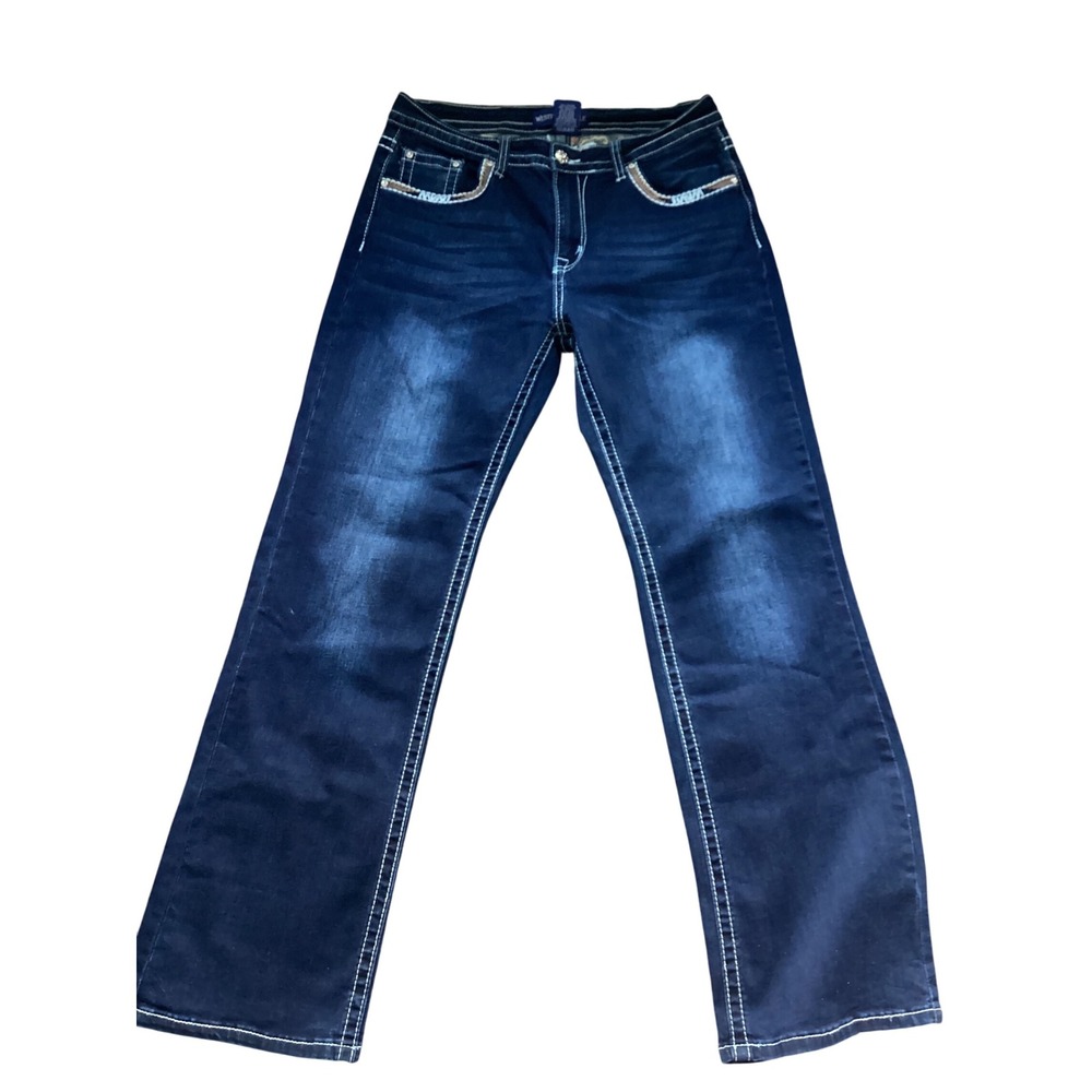 Westfield Eagle Embellished Flare/Rhinestone Denim Jeans – Bootcut / Y2K Style‎